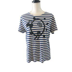 Tee  Tale T Shirt Blue White Stripe Stretch Short Sleeve Graphic Size Large